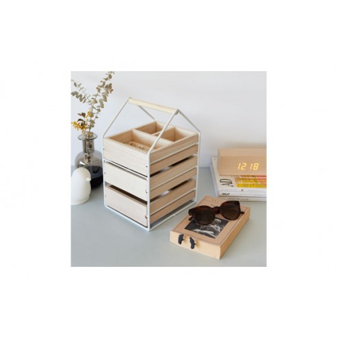 Organizador Joyas Madera/Metal Blanco