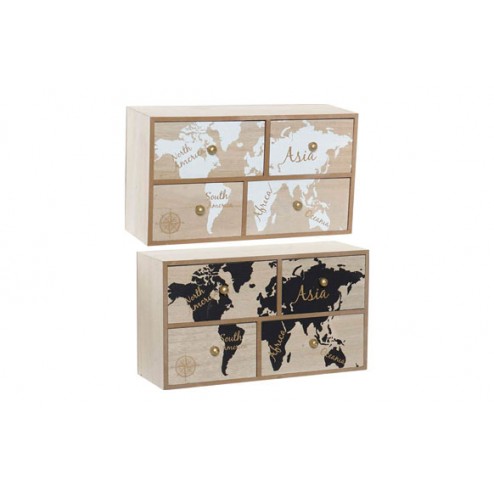 Mini Armario Madera 30x17x11cm Mapa Mundi Surtido