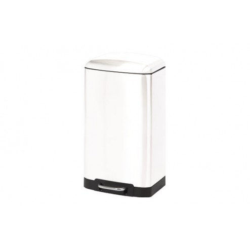 Cubo Pedal Rectangular Metalico Blanco 30 L 