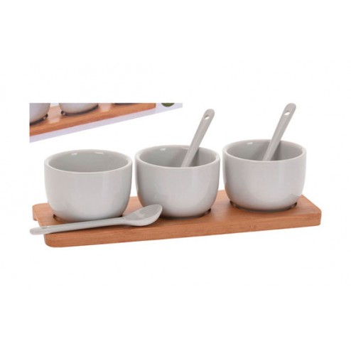 Salseras Set Aperitivo Base Madera Set 7 Pzs