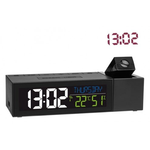 Reloj Proyector con Termometro Negro