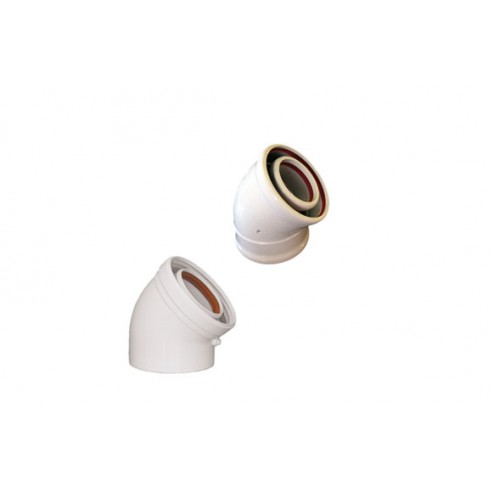 Codo Coaxial 45º Aluminio Blanco Diam. 60/100Mm 