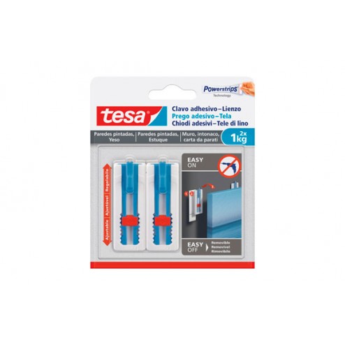 Clavo Adhesivo Sms Ajustable Lienzos Pared Pintada Tesa Tape 1.0 Kg Blister 2 Clavos 3 Tiras 