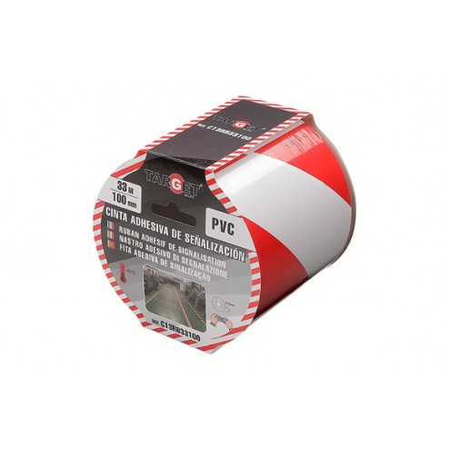 Cinta Adhesiva Señalizacion Target 33 Mx100mm BLANCA/ROJA