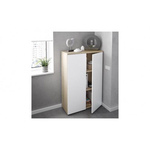 Estanteria Oficina 2 Puertas Blanco/Roble Forex 119x80x33cm
