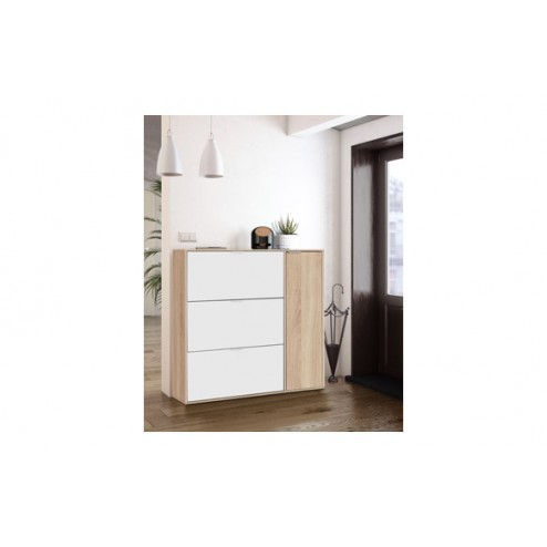 Zapatero Class 4 Puertas Blanco/Roble Forex 115x106x22cm