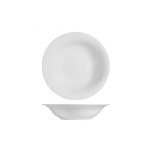Plato Porcelana Grabado Blanco Hondo-23cm