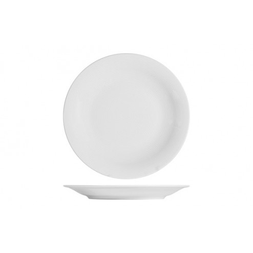 Plato Porcelana Grabado Blanco Postre-21cm