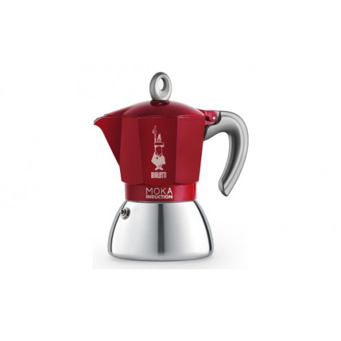Cafetera Moka Induction Aluminio/Inox Bialetti 6 TAZAS ROJA