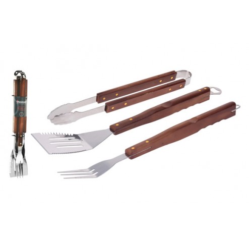 Set Accesorios Barbacoa Inox - Mango Madera YL7150560