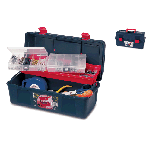 Caja Herramientas Polipropileno N 23 Azul Tayg 356x184x163mm 1 Bandeja 2 Estuches