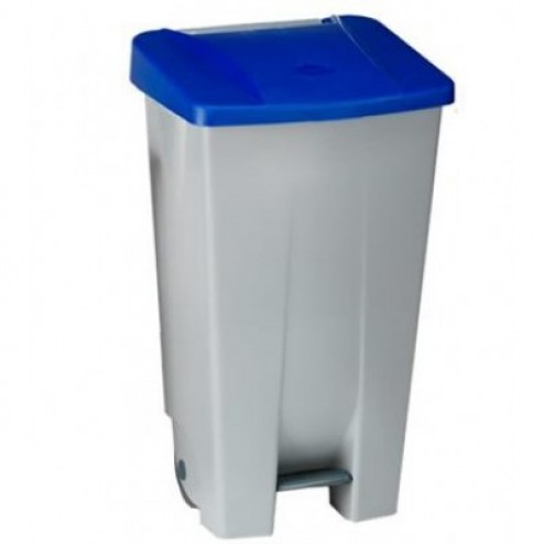 Contenedor Selectivo Tapa Azul Pedal y Ruedas Denox 80 L 