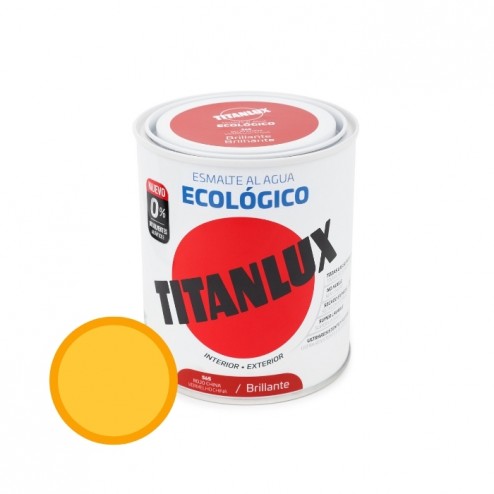 Esmalte Ecologico Al Agua Brillante Titanlux 750 ml Amarillo Luminoso
