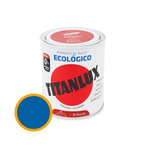 Esmalte Ecologico Al Agua Brillante Titanlux 750 ml Azul Luminoso