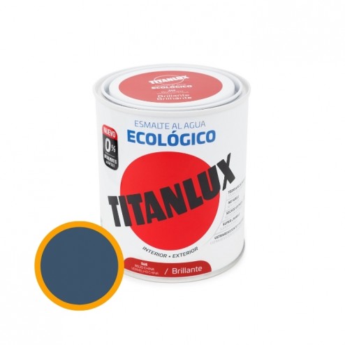 Esmalte Ecologico Al Agua Brillante Titanlux 750 ml Azul Oceano