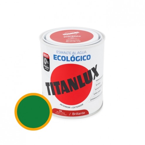 Esmalte Ecologico Al Agua Brillante Titanlux 750 ml Verde Primavera