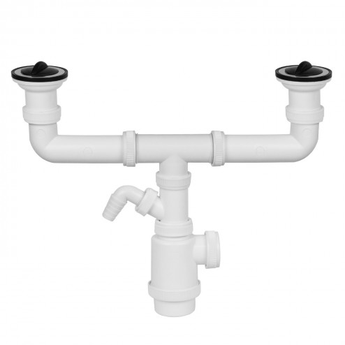 Sifon Doble Botella con Toma Diam. 70 Completo Mirtak 1" 1/2"
