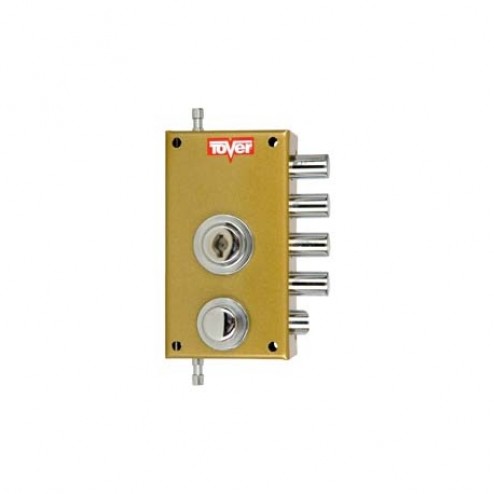 Cerradura Sobreponer con Varillas Golpe y Llave Tover 40/D Esmaltada Oro