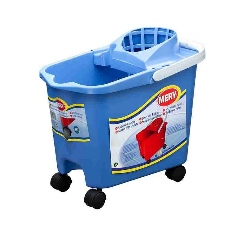  Mery 0336.09 Cubo de fregona con ruedas Surtido de capacidad de  14 litros: colores aleatorios (rojo, azul y morado) : Salud y Hogar