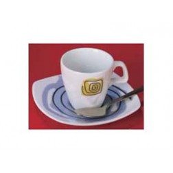 Taza Cafe Porcel Decor Jgo 6U Lapiz Negro