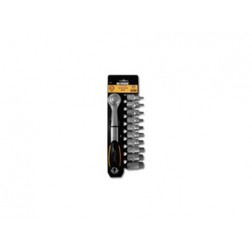 Llave Carraca Profesional de 52 Dientes Ironside con 10 Vasos, Mango Bicomponente