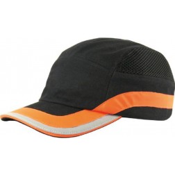Gorra Antigolpes Negra / Naranja Talla Unica Climax con Banda Reflectante
