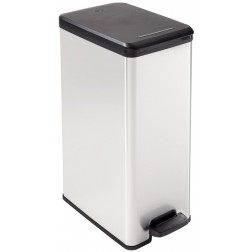 Cubo Pedal Slim Bin Metal Plata 40 L