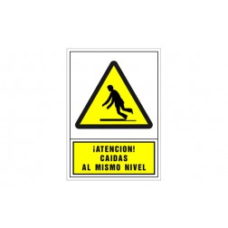 Señal Advertencia Castellano 345X245mm-Atencion Caidas Al Mismo Nivel