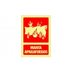 Señal Fotoluminiscente Contra Incendio Castellano 297X210mm-Manta Apagafuegos