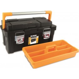 Caja Herramientas Abs Negro Profesional Plus 1 Bandeja 550x300x275mm Asa Aluminio