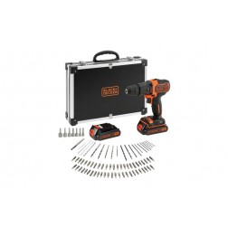 Taladro Bateria Percutor Black & Decker 18 V 2 Baterias 1.5 Ah + 80 Accesorios