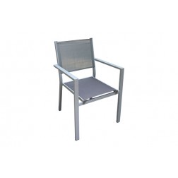 Sillon Aluminio Textilene Gris Qfplus Silver