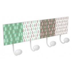 Percha Pared 4 Pomos Metal/Porcelana Nesu Hojas Verde Marron