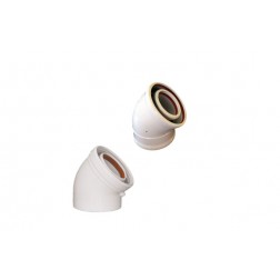 Codo Coaxial 45º Aluminio Blanco Diam. 60/100Mm 