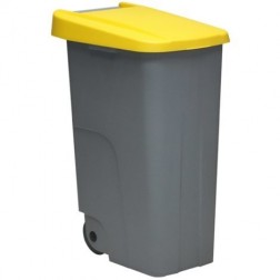 Contenedor Basura Gris Eco Denox 110L Tapa Amarillo