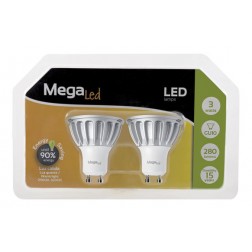 Bombilla Led Dicroica Alum 3W-280Lm 2 Unidades Gu-10 Luz Calida (3000K)